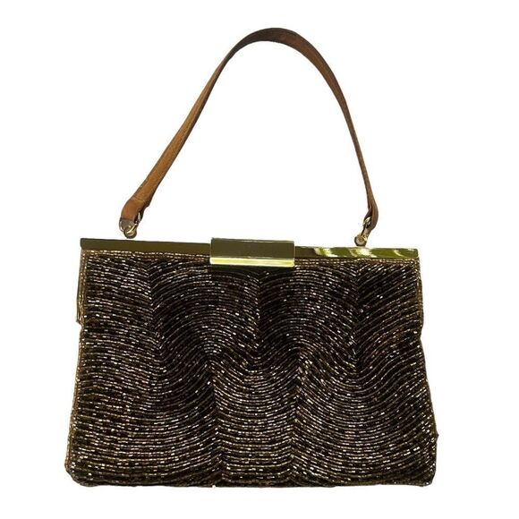 Jeanne Lottie Beaded Gold Hand Clutch - Picture 1 of 12
